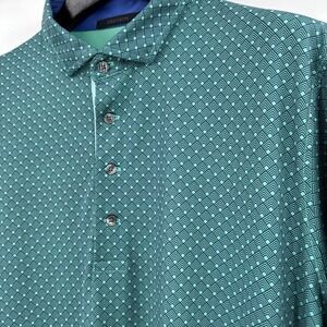 Grayson Polo Shirt Performance Golf Short‎ Sleeve Green Geometric Men's XL.